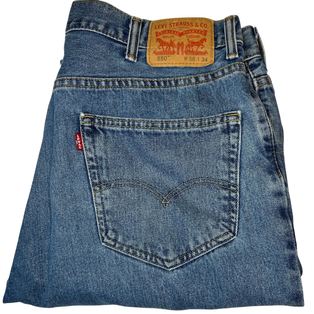 Levis 550 Relaxed Fit Jeans 38x34 Mens Blue Tapered Leg Denim 005504891
